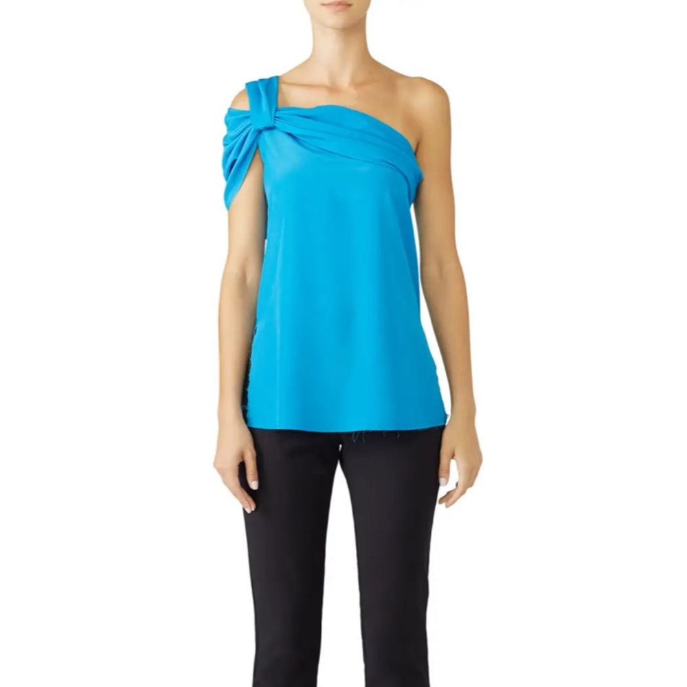 Baja East 2 Blue Knotted One Shoulder Top